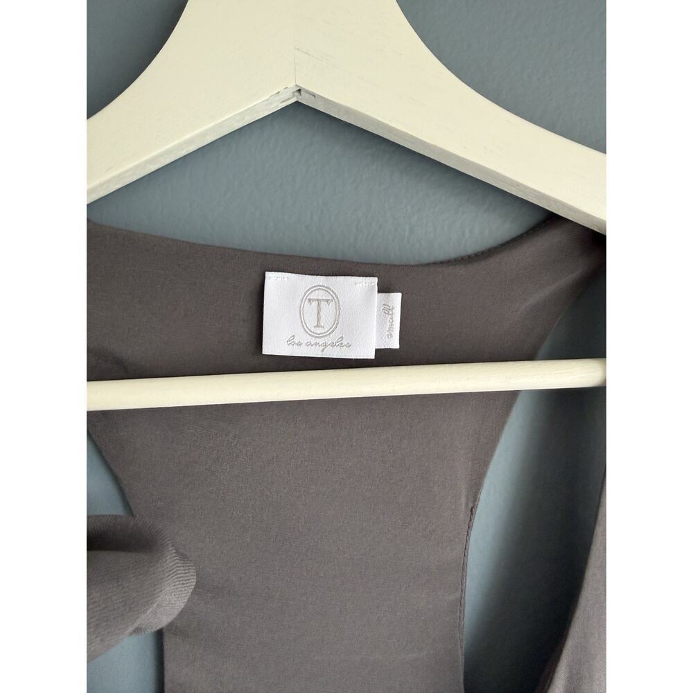 Anthropologie T.LA Gray Silk Blend Tie Shoulder Dress Minimalist Chic Size S - Picture 2 of 7